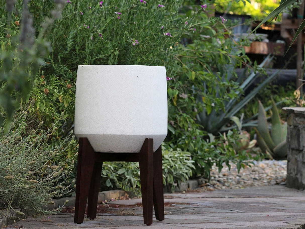 VENITIAN ROUND PLANTER With ACACIA WOOD STAND