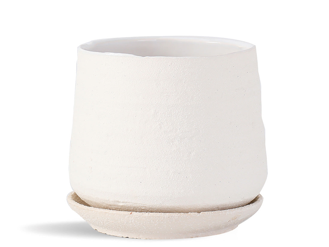 Hand Rolled Pot With Attached Saucer By Plantatorem