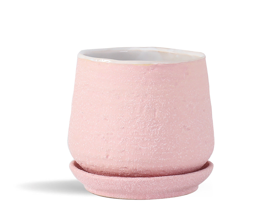 Hand Rolled Pot With Attached Saucer By Plantatorem