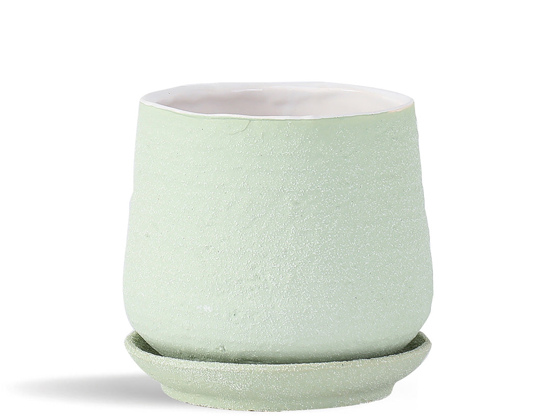 Hand Rolled Pot With Attached Saucer By Plantatorem