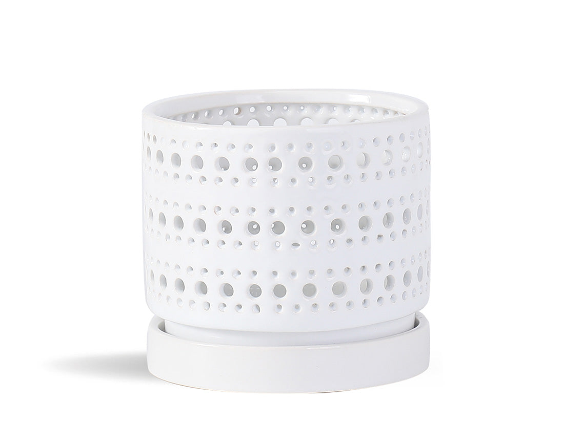 Moon Gate Orchid Planter with Attached Saucer- Pastel By Plantatorem