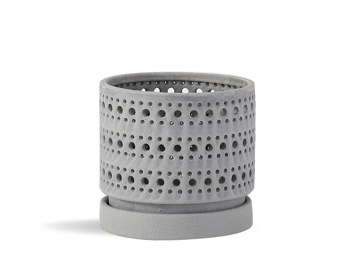 Moon Gate Orchid Planter with Attached Saucer - Sand By Plantatorem