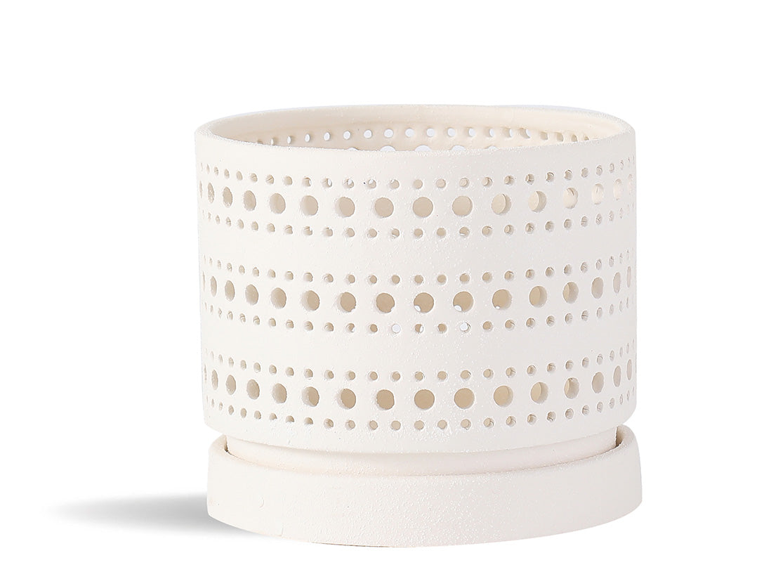 Moon Gate Orchid Planter with Attached Saucer - Sand By Plantatorem