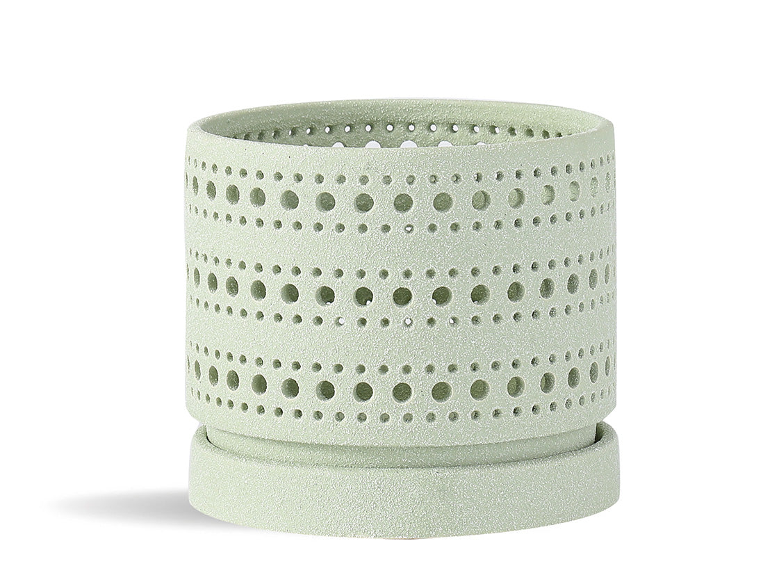 Moon Gate Orchid Planter with Attached Saucer - Sand By Plantatorem