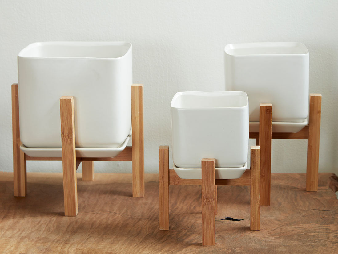 Cube with Attached Saucer- 5.5" x 5.0" By Plantatorem