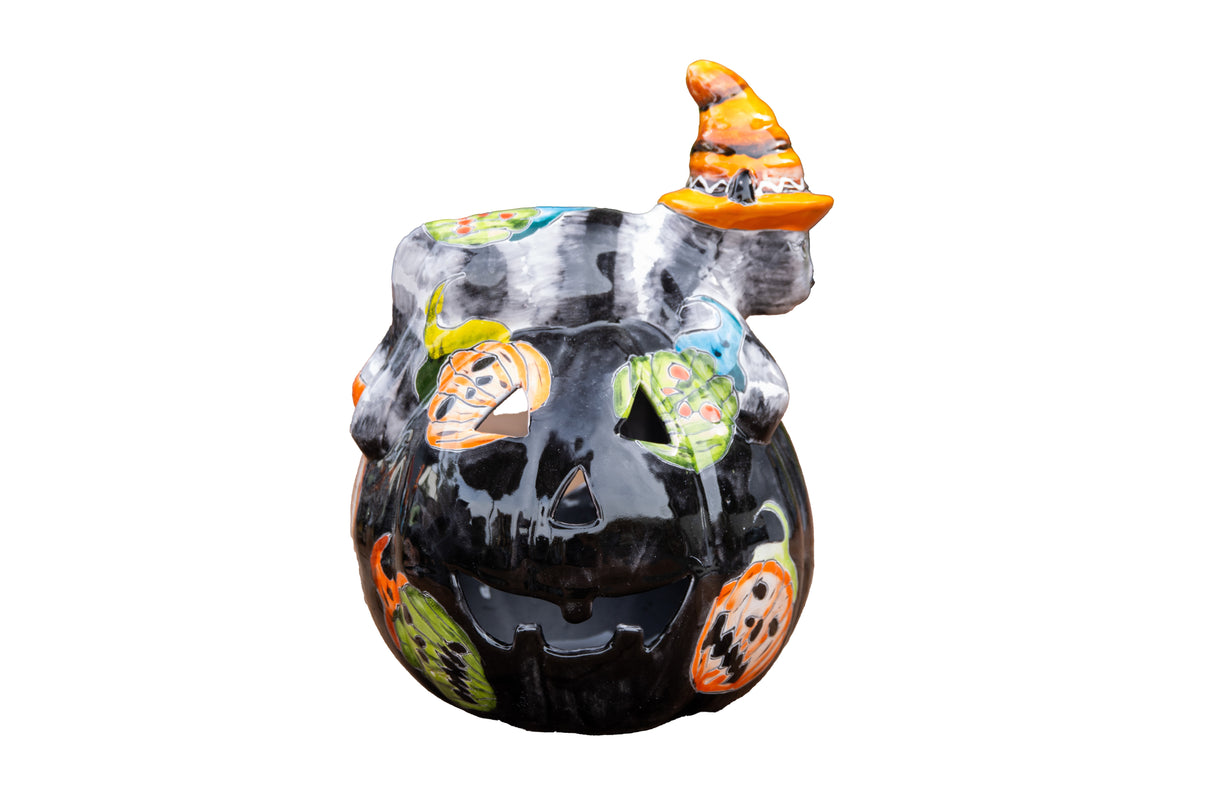 Talavera Cat on Pumpkin 13"