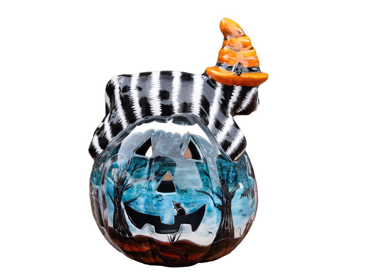 Talavera Cat on Pumpkin 13"