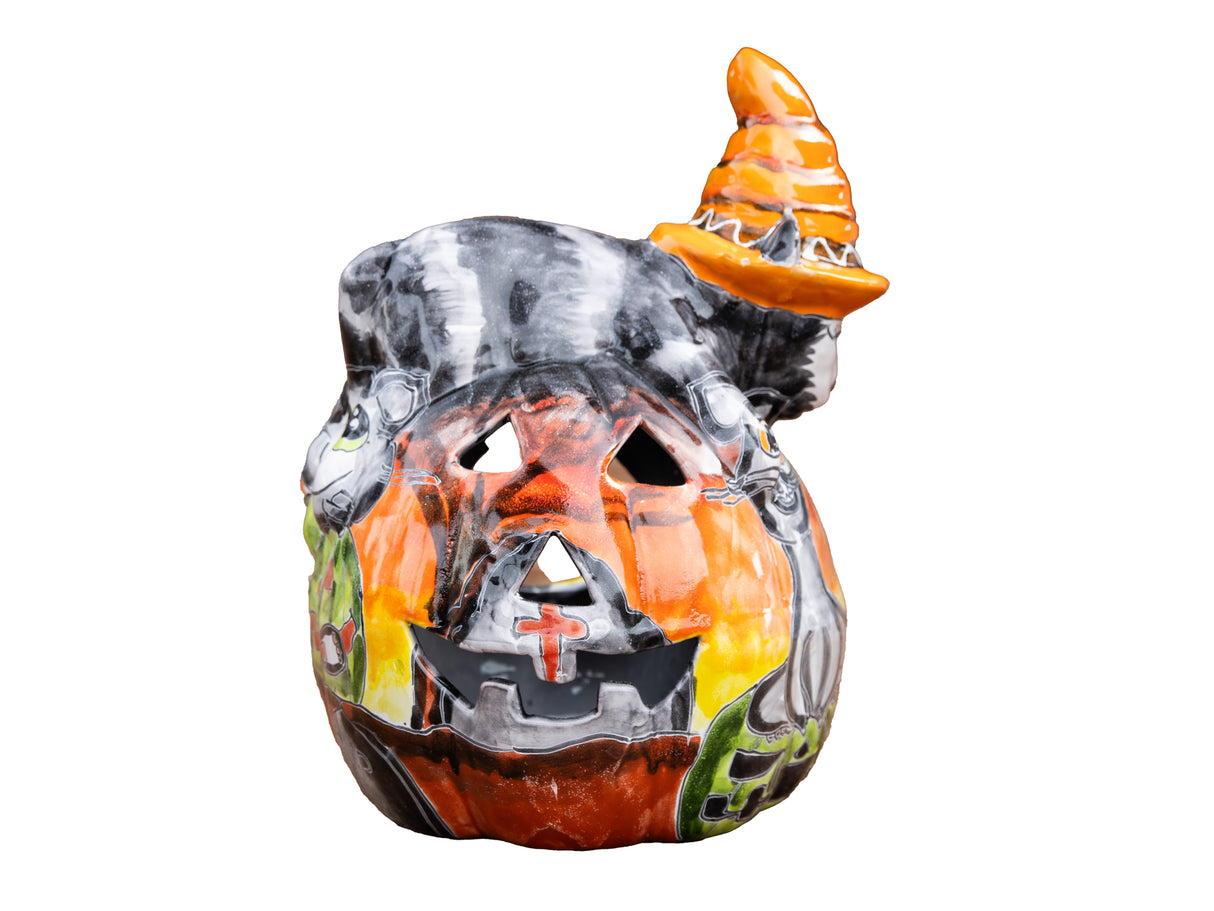 Talavera Cat on Pumpkin 13"