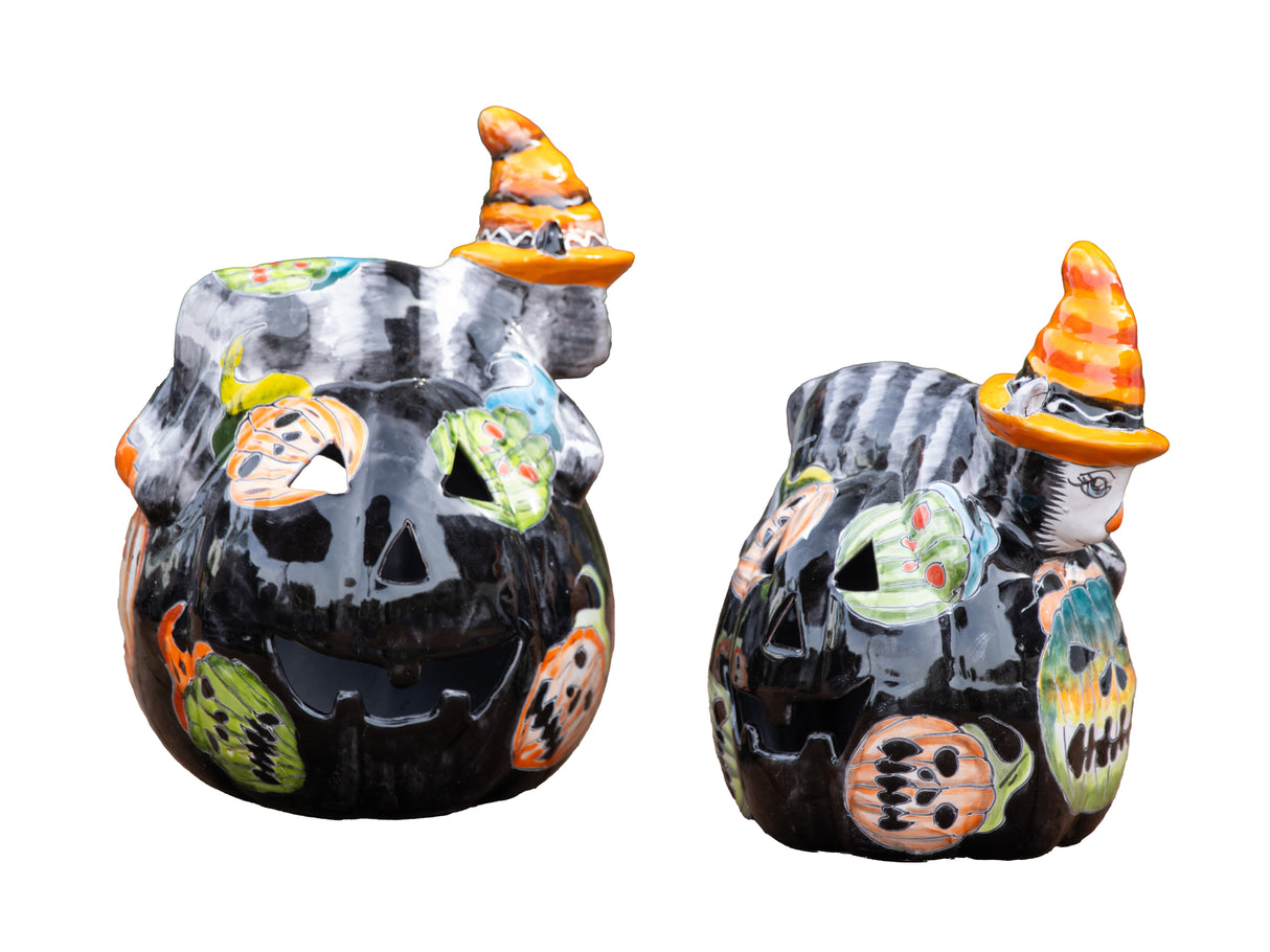 Talavera Cat on Pumpkin 16"