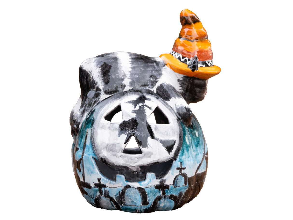 Talavera Cat on Pumpkin 16"