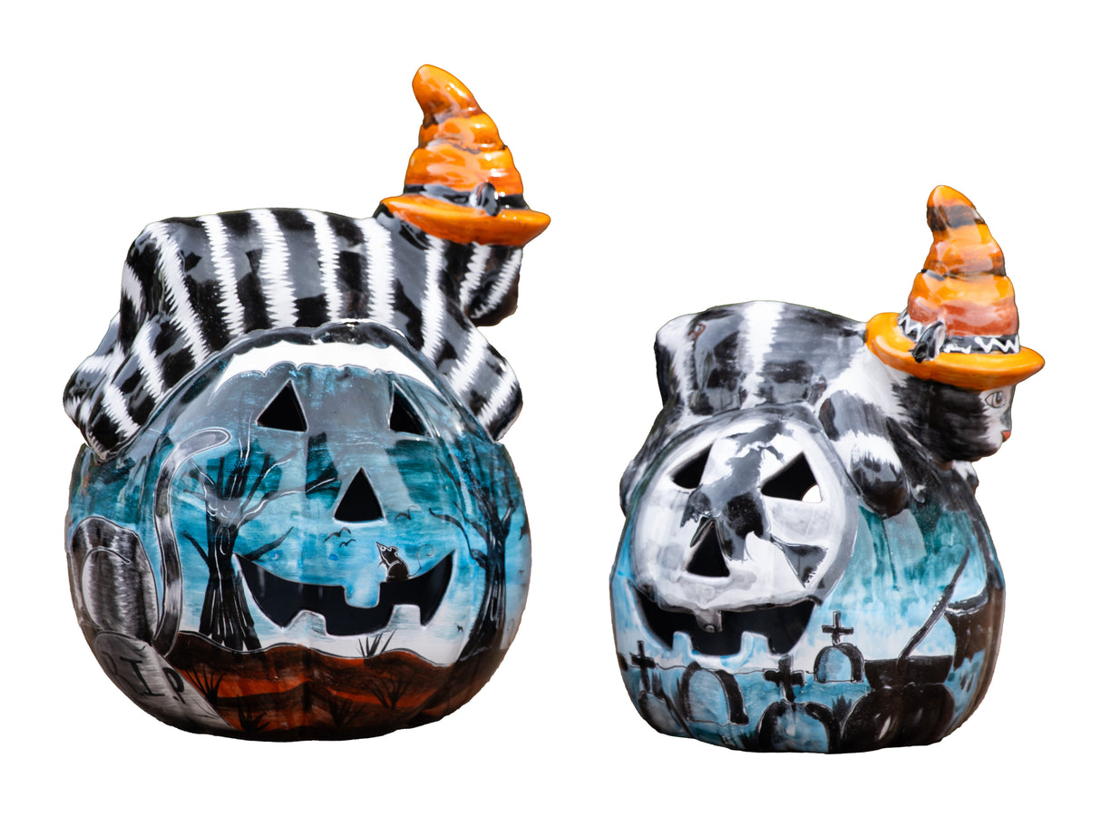 Talavera Cat on Pumpkin 16"