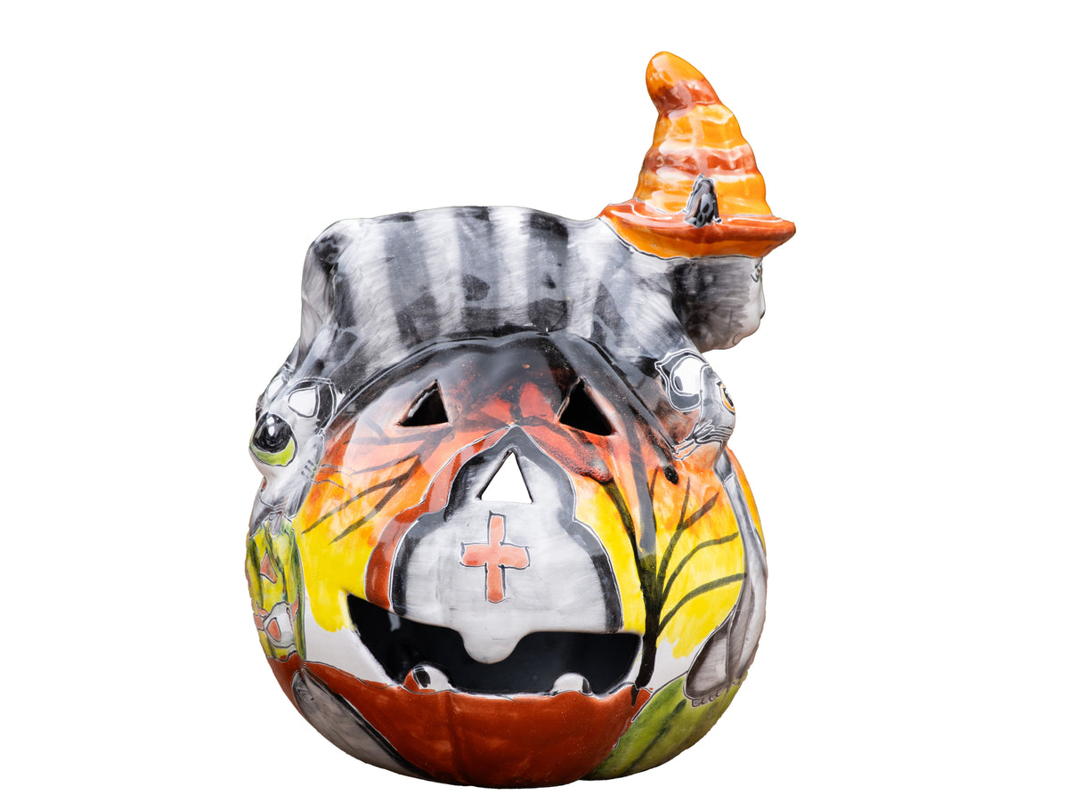 Talavera Cat on Pumpkin 16"