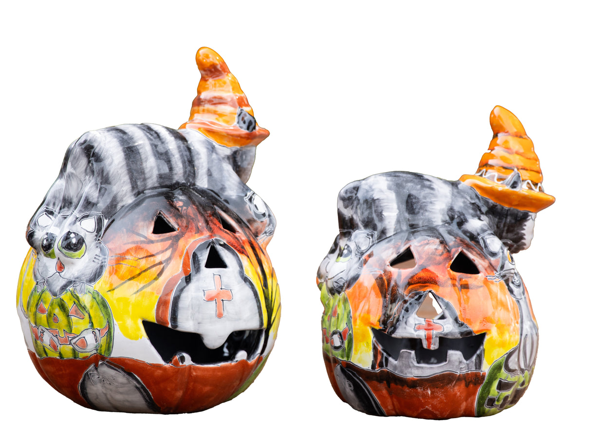 Talavera Cat on Pumpkin 16"