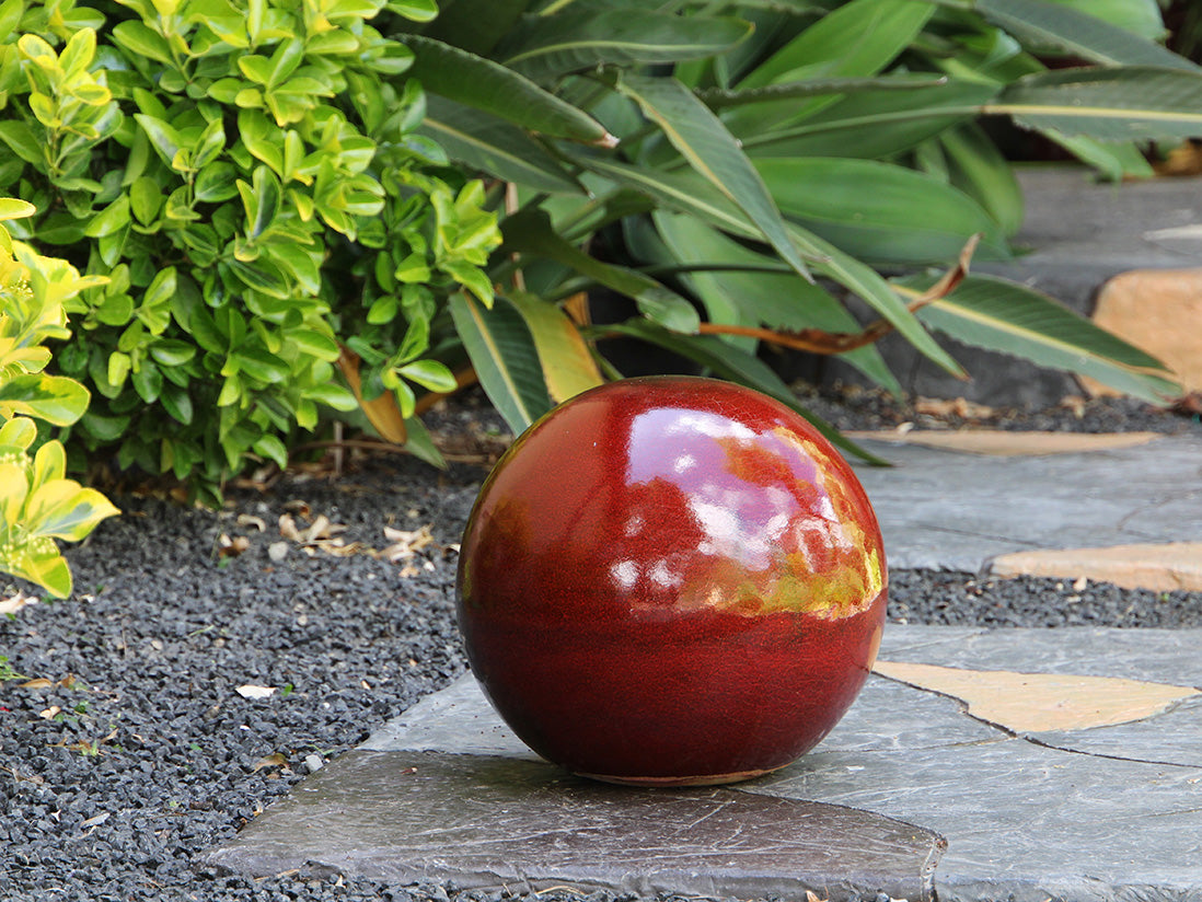 Outdoor Decorative Sphere Glazed 12" By Plantatorem