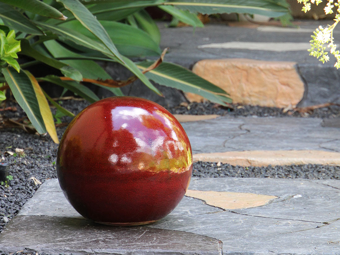 Outdoor Decorative Sphere Glazed 12" By Plantatorem