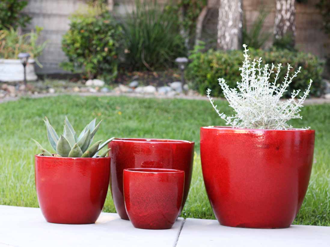 Coco Pots Glazed - Set of 4 By Plantatorem