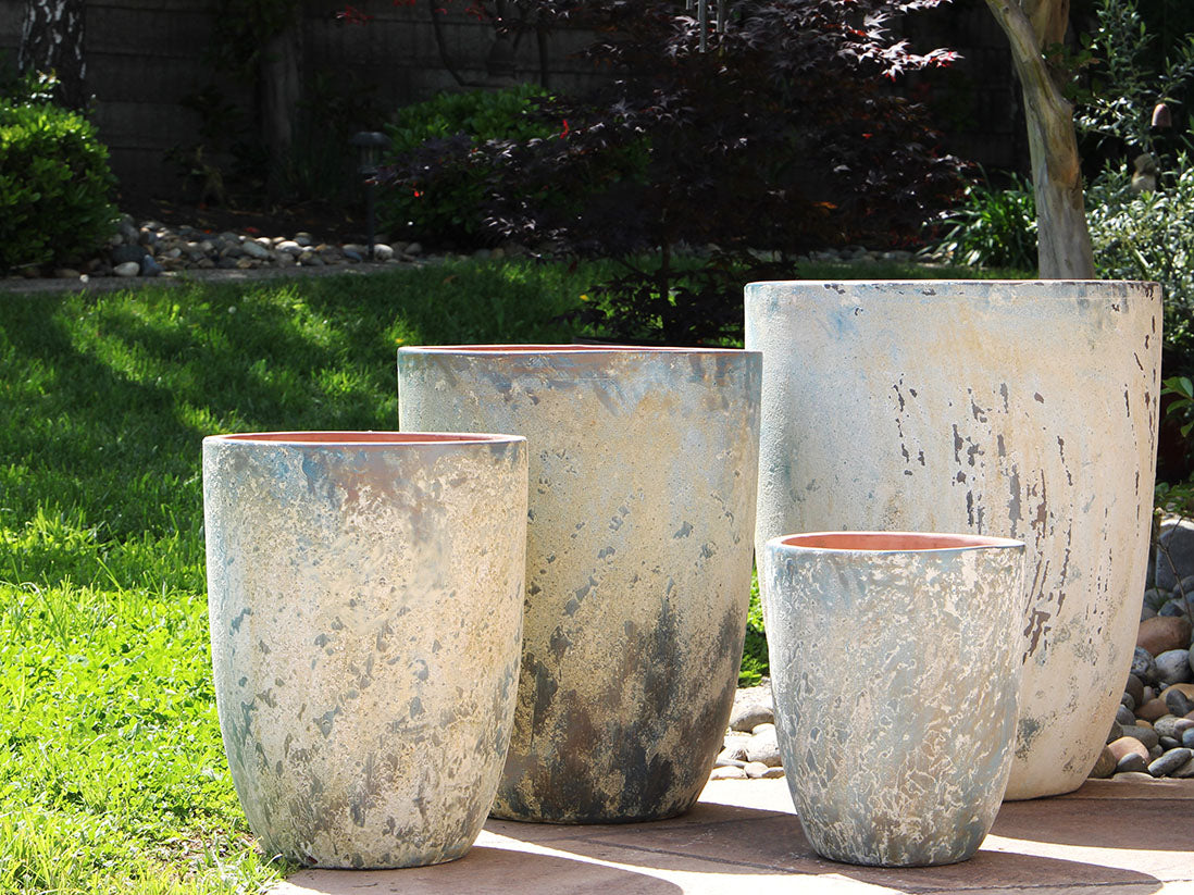 Tall Milano Cone Planters - Set of 4 (Aegean) By Plantatorem