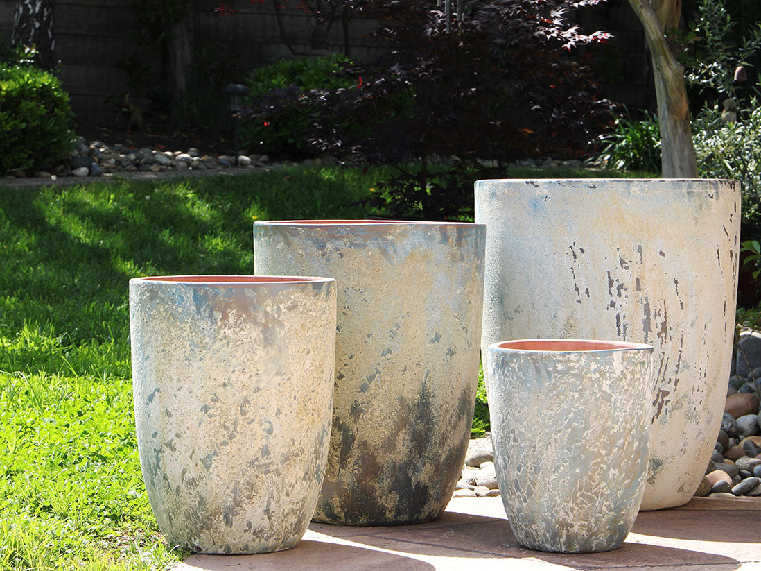 Tall Milano Cone Planters - Set of 4 (Aegean) By Plantatorem