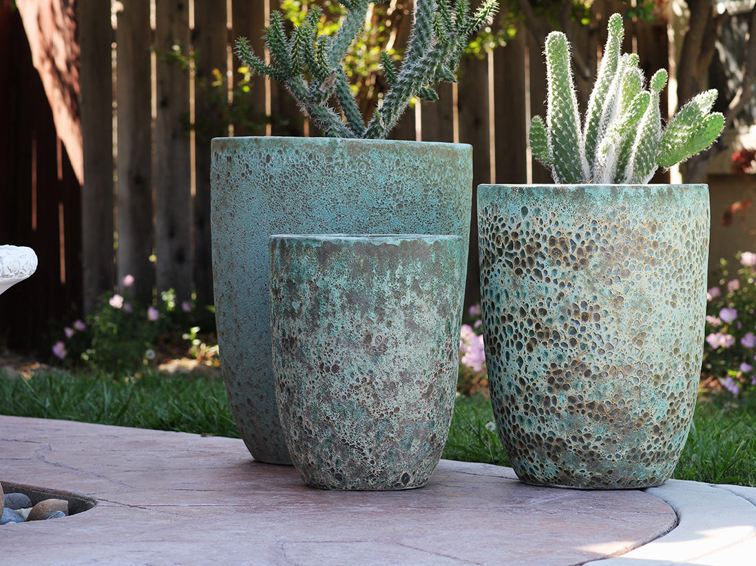 Tall Milano Cone Planter - Set of 3 (Coral) By Plantatorem