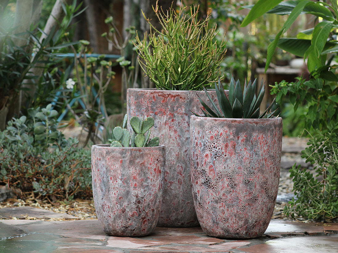Tall Milano Cone Planter - Set of 3 (Coral) By Plantatorem