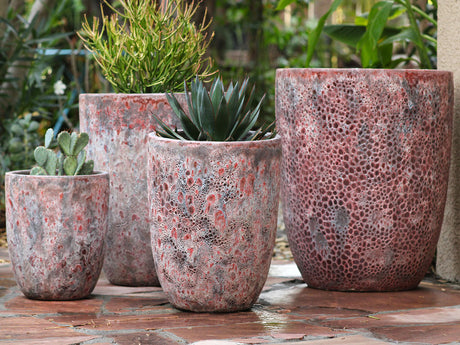 Tall Milano Cone Planters - Set of 4 (Coral) By Plantatorem