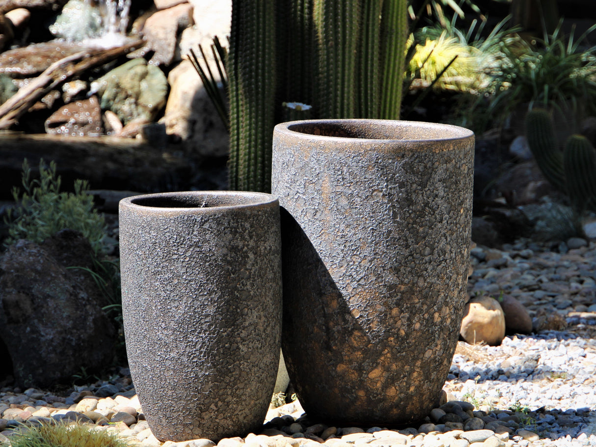 Mid Height Barrel Planter - Set of 3 (Silver Rock) By Plantatorem