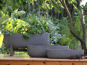 VENITIAN OVAL PLANTER With ACACIA WOOD STAND