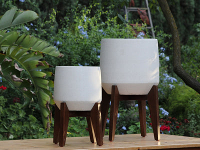 VENITIAN ROUND PLANTER With ACACIA WOOD STAND