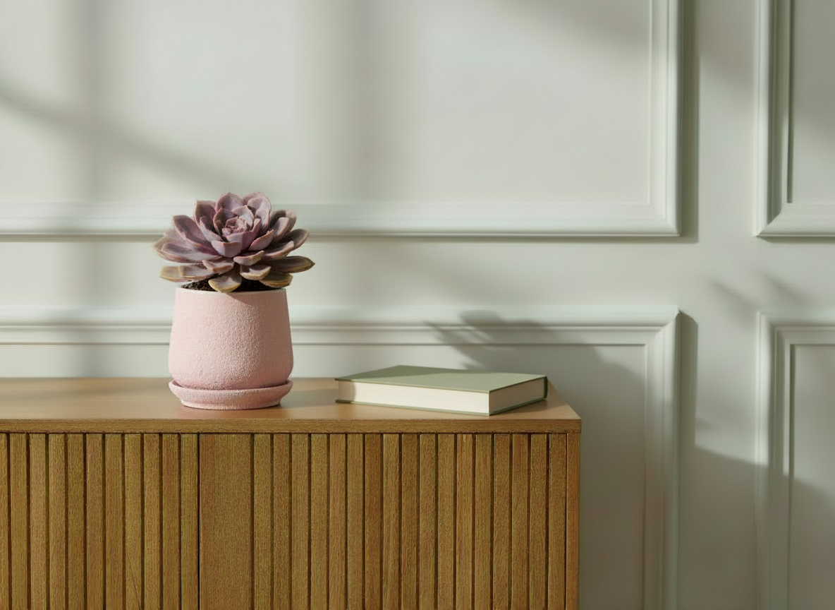Hand Rolled Pot With Attached Saucer By Plantatorem