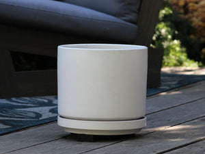 Mid Modern Planter With Detached Saucer "12.0" D x 10.5" H" By Plantatorem