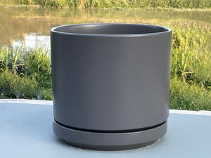Mid Modern Planter With Detached Saucer "12.0" D x 10.5" H" By Plantatorem