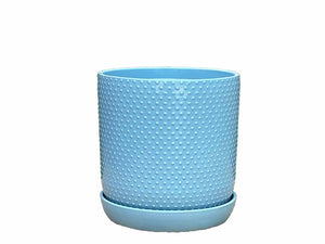 Dotted Cylinder Planter With Attached Saucer