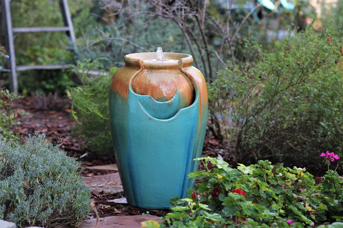Tea Garden Fountain - Gold Turquoise