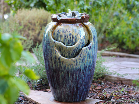 Tea Garden Fountain ( Red Copper on Violet )