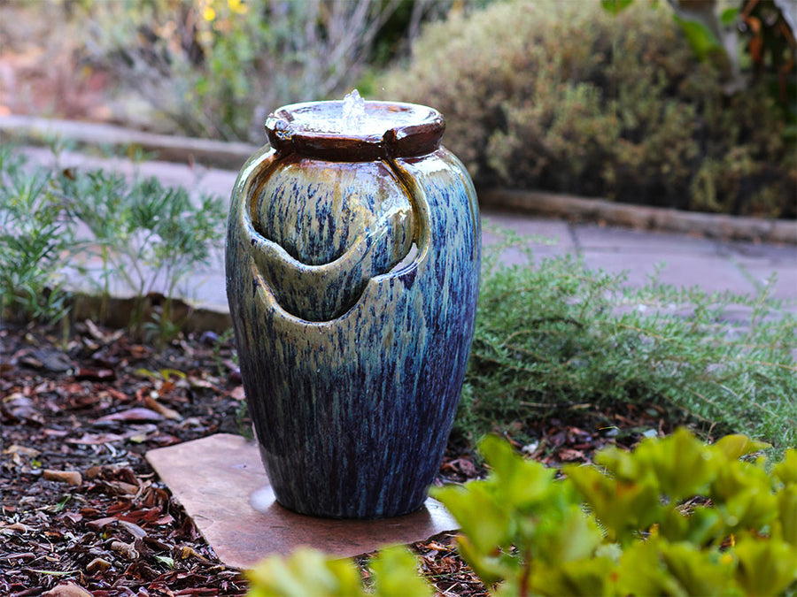Tea Garden Fountain in Red Copper on Violet