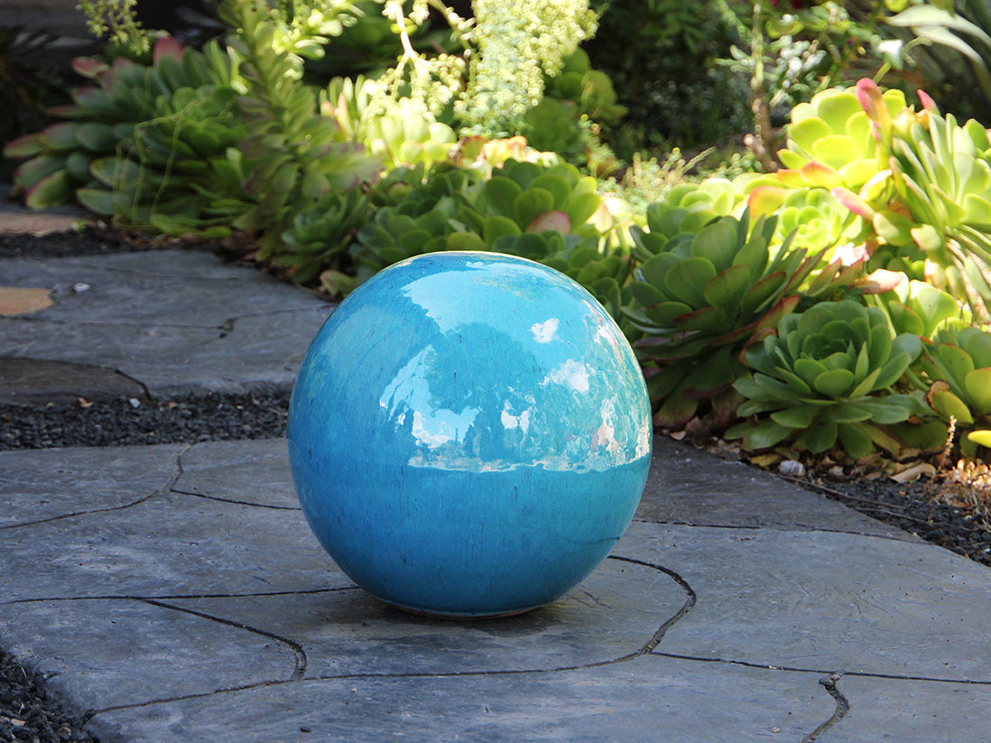 Outdoor Decorative Sphere Glazed 16" By Plantatorem