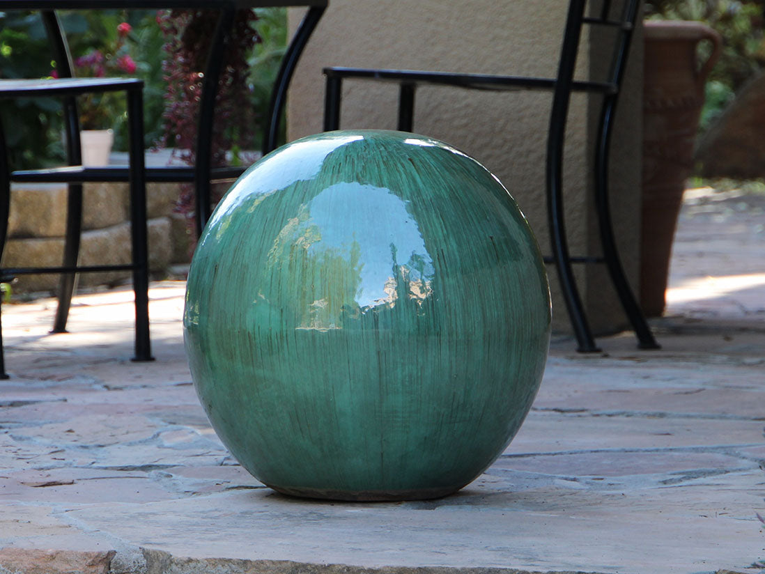 Outdoor Decorative Sphere Glazed 16" By Plantatorem