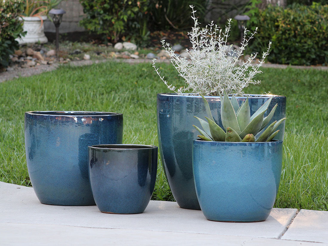 ceramic pot planter Coco Pots Glazed By Plantatorem Set of 4 / Green Mirage