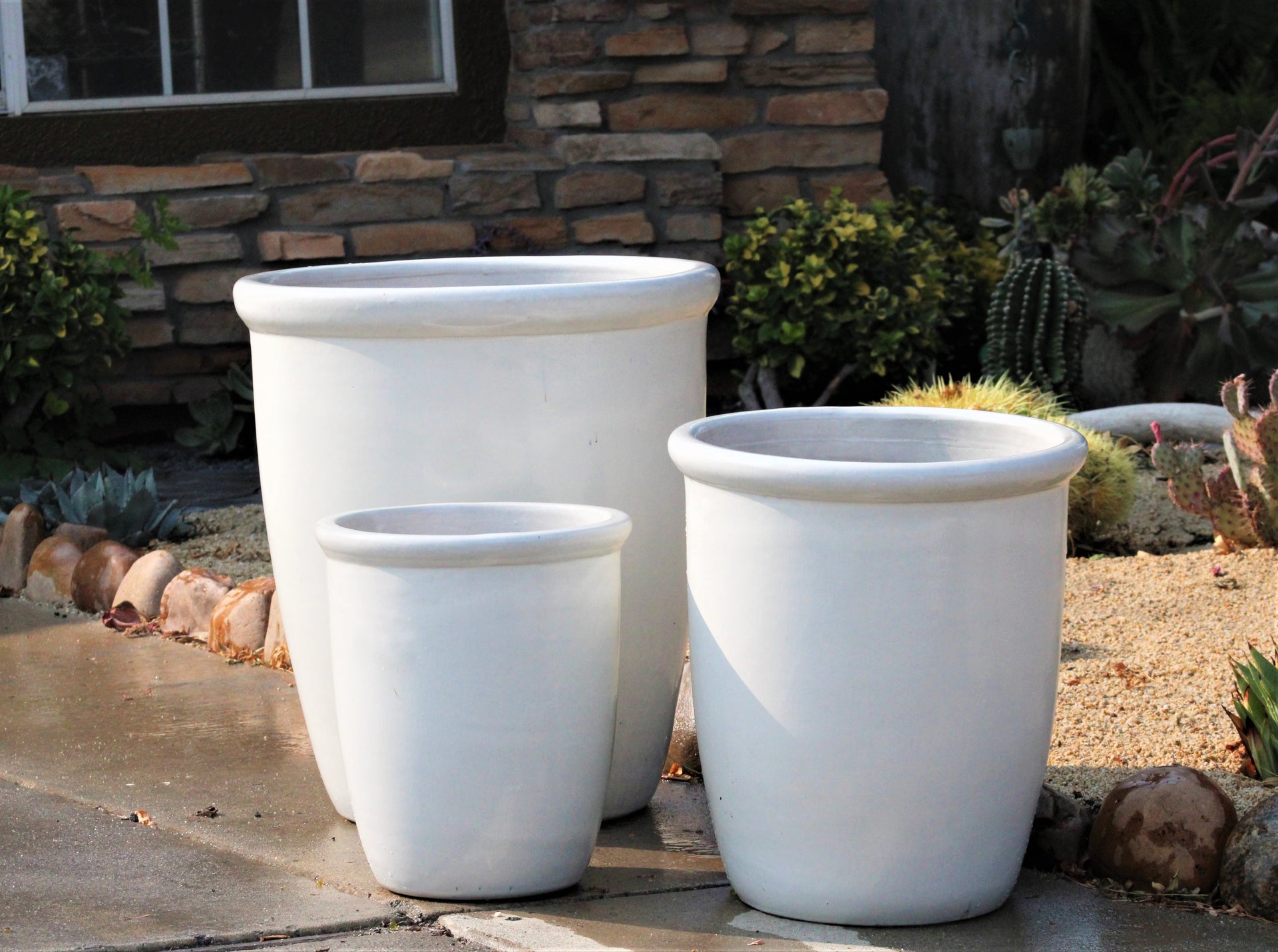 white glazed plant pots Tall Garden Pot