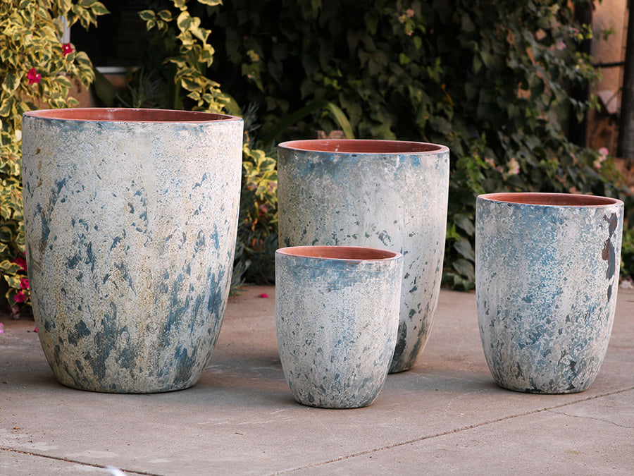 Tall Milano Cone Planters in Aegean