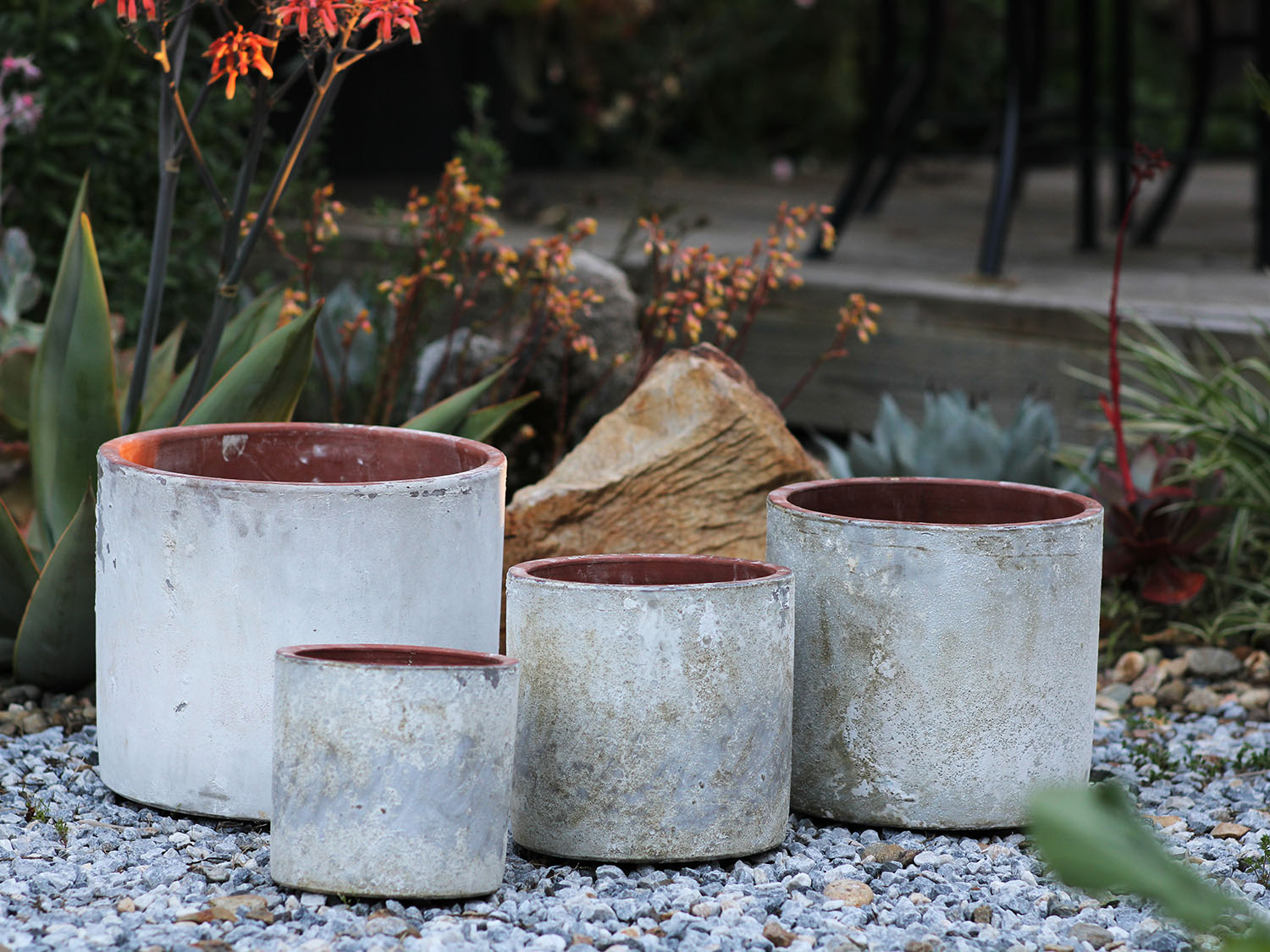 cylinder pots for plants Cylinder Planter Cottage White / SET OF 4