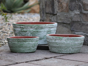 English Tumbled Pots Low- Set of 3