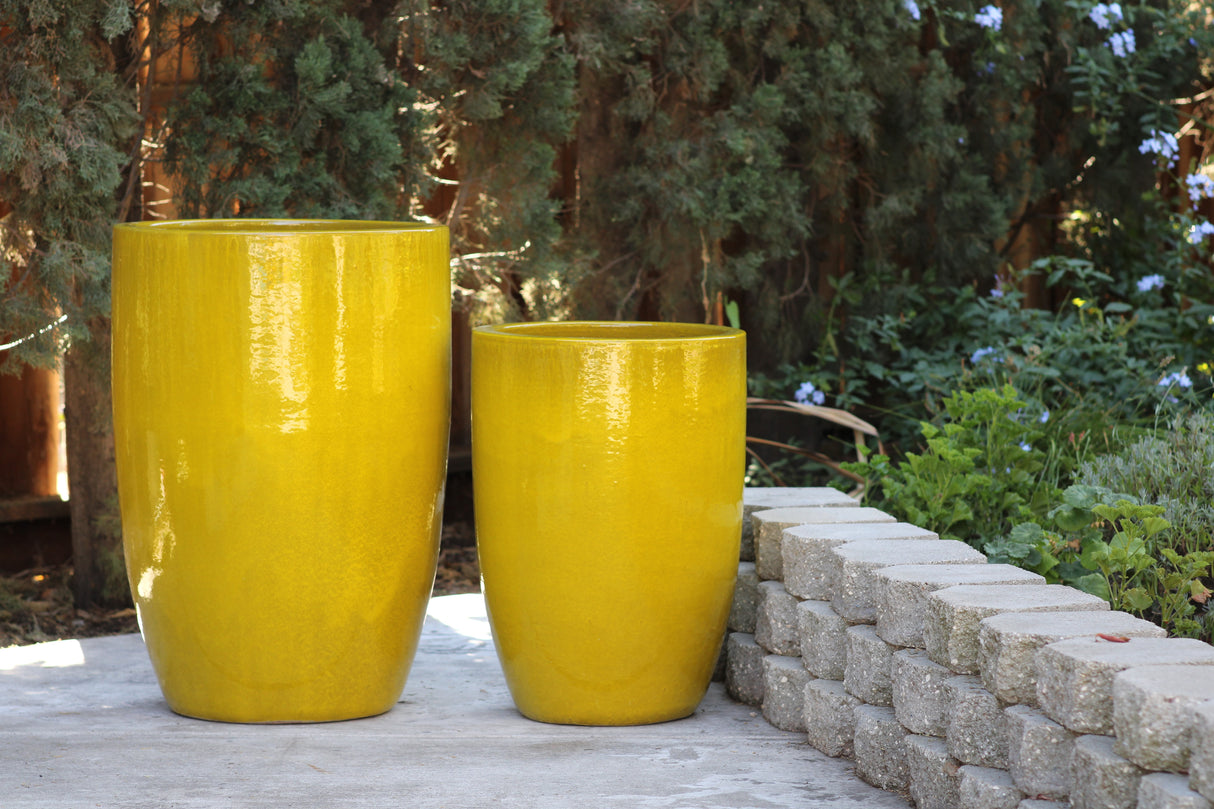 Tall Barrel Planters - Set of 2