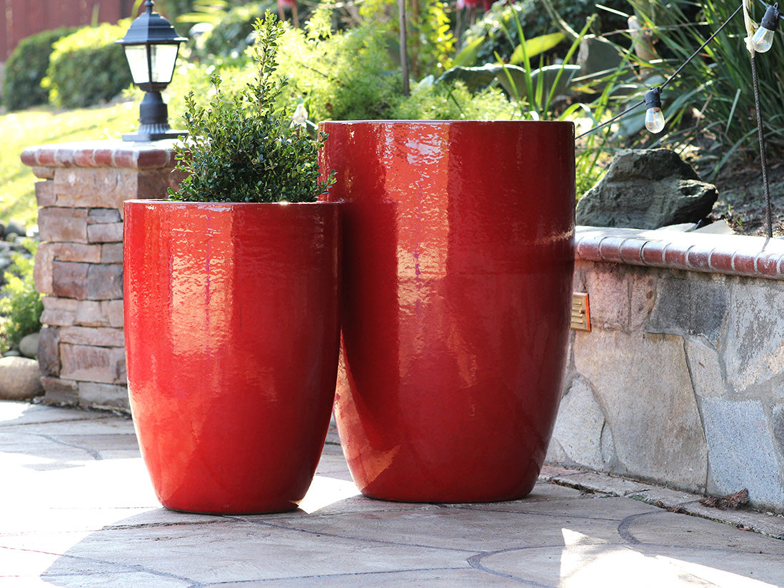 Tall Barrel Planters - Set of 2