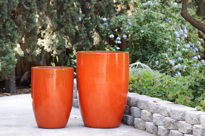 red pot planter Buy Tall Barrel Planters Set of 2 Online 22" D x 32.5" H (XL) / Organic Clay