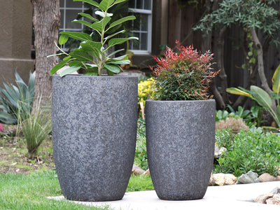 Tall Barrel Planters - (Silver Rock) By Plantatorem