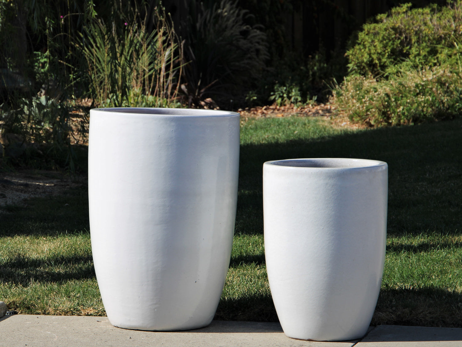 tall white plant pot Buy Tall Barrel Planters Set of 2 Online