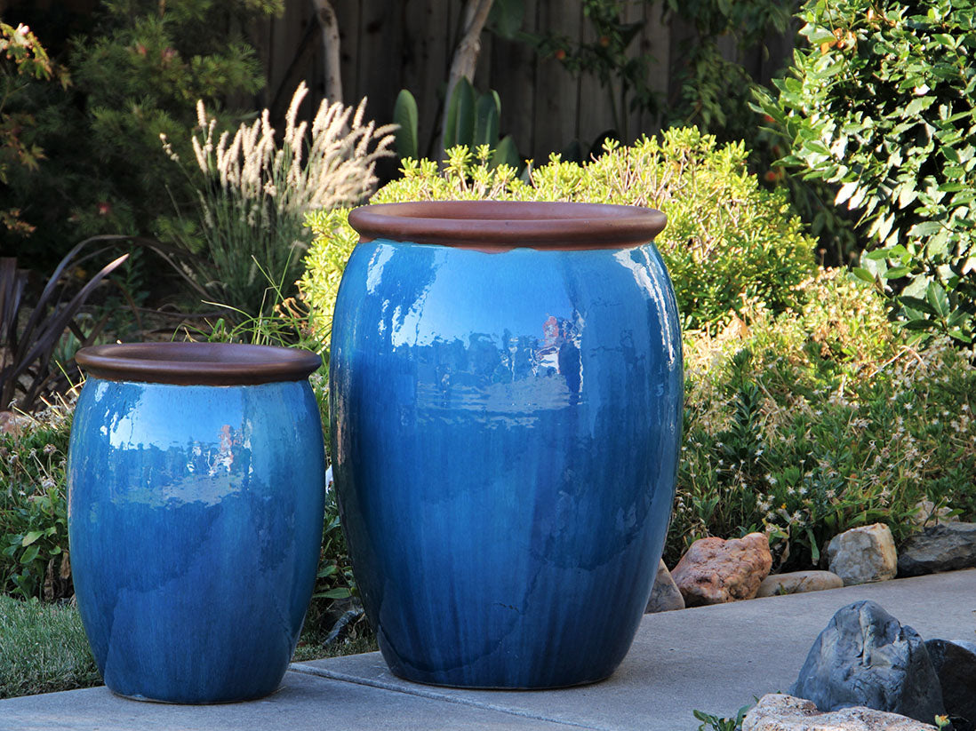 Roll Rim Planter — Set of 2 (Falling Aqua)