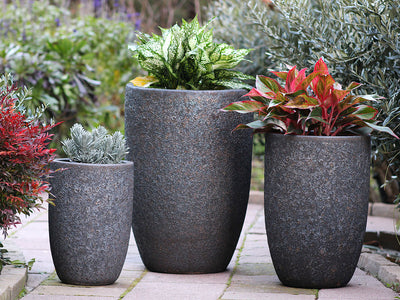silver planting pots Buy Mid Height Barrel Planters Set of 3 Online Silver Rock / Set of 3