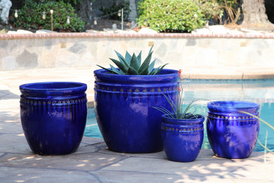 large blue terracotta plant pots Decor Planter By Plantatorem Set of 4 / Green Stream